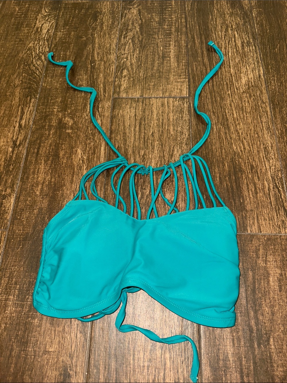 Xhilaration Teal Strappy Bandeau Bikini Top
